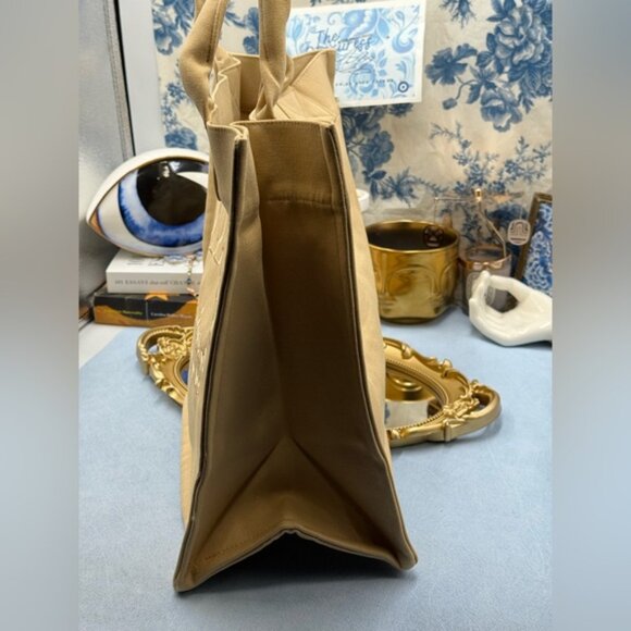 🆕 GANNI 🧿 NWOT Large Easy Shopper Tote Bag, Beige Canvas & Beige Embroidery - Picture 5 of 14